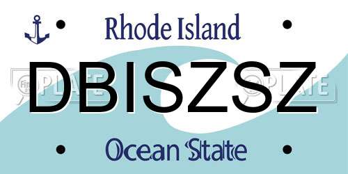 DBISZSZ Rhode Island License Plate