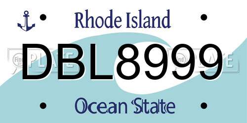 DBL8999 Rhode Island License Plate