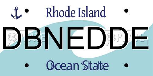 DBNEDDE Rhode Island License Plate