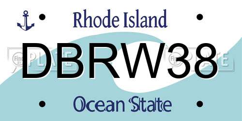 DBRW38 Rhode Island License Plate