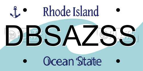 DBSAZSS Rhode Island License Plate