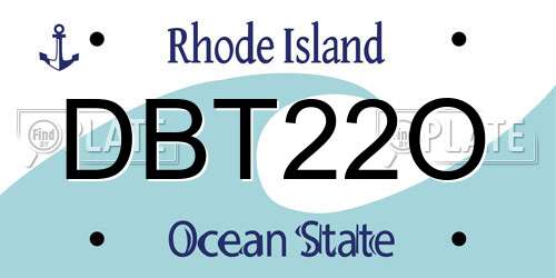 DBT22O Rhode Island License Plate