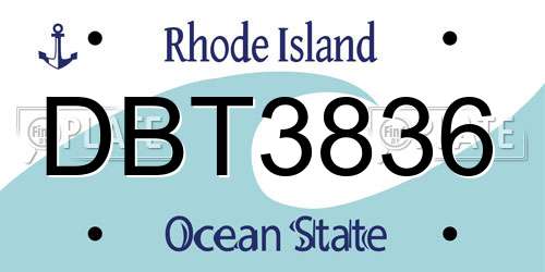 DBT3836 Rhode Island License Plate