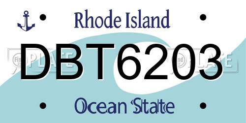 DBT6203 Rhode Island License Plate