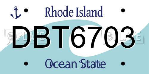 DBT6703 Rhode Island License Plate