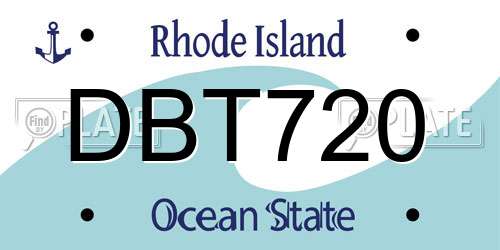 DBT720 Rhode Island License Plate