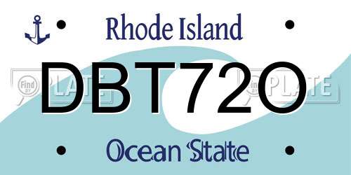 DBT72O Rhode Island License Plate