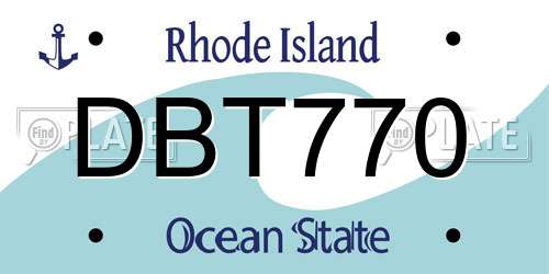 DBT770 Rhode Island License Plate