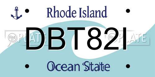 DBT82I Rhode Island License Plate