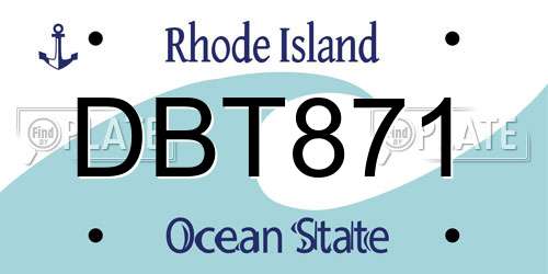 DBT871 Rhode Island License Plate
