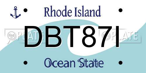 DBT87I Rhode Island License Plate