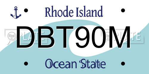 DBT90M Rhode Island License Plate