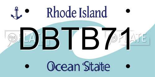 DBTB71 Rhode Island License Plate