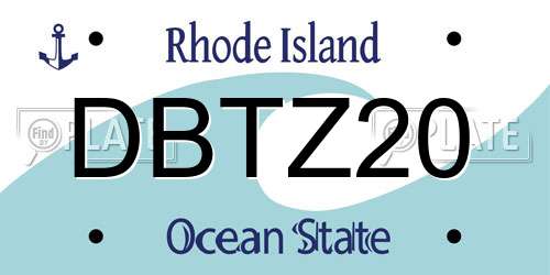 DBTZ20 Rhode Island License Plate