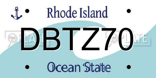 DBTZ70 Rhode Island License Plate