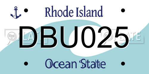DBU025 Rhode Island License Plate