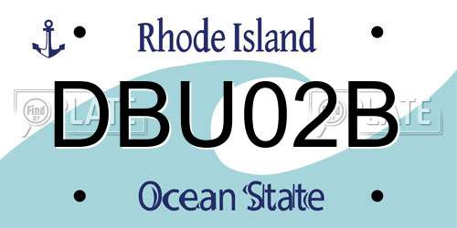 DBU02B Rhode Island License Plate