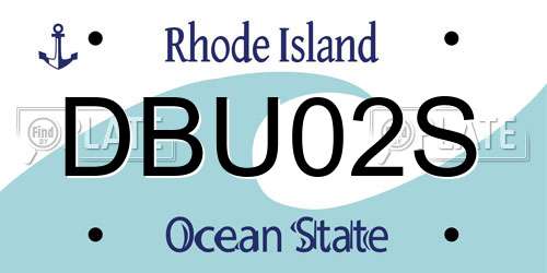 DBU02S Rhode Island License Plate