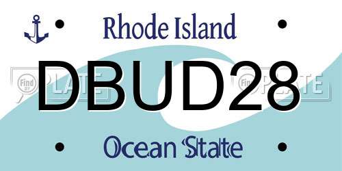 DBUD28 Rhode Island License Plate
