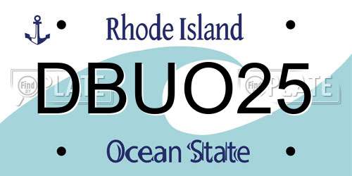 DBUO25 Rhode Island License Plate