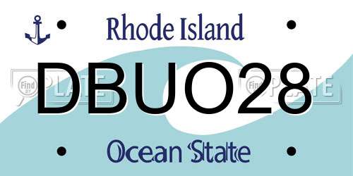 DBUO28 Rhode Island License Plate