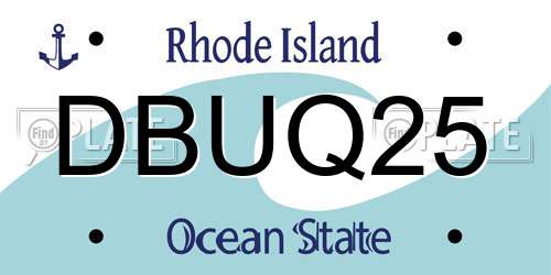 DBUQ25 Rhode Island License Plate