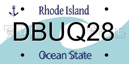 DBUQ28 Rhode Island License Plate
