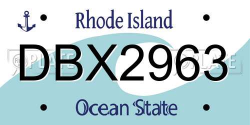 DBX2963 Rhode Island License Plate
