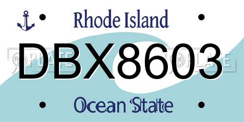 DBX8603 Rhode Island License Plate