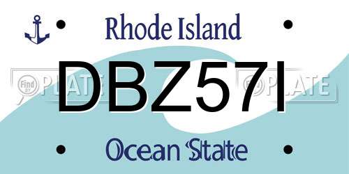 DBZ57I Rhode Island License Plate