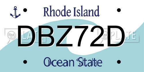DBZ72D Rhode Island License Plate