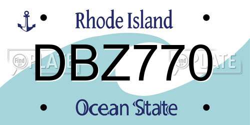 DBZ770 Rhode Island License Plate