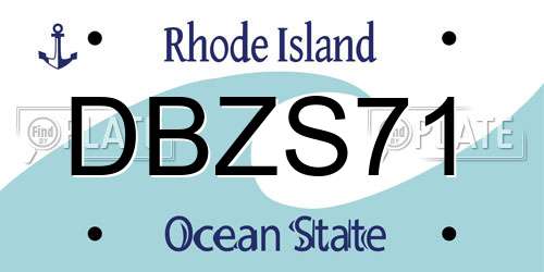 DBZS71 Rhode Island License Plate