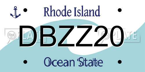 DBZZ20 Rhode Island License Plate