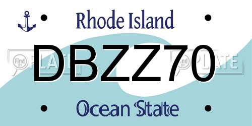 DBZZ70 Rhode Island License Plate