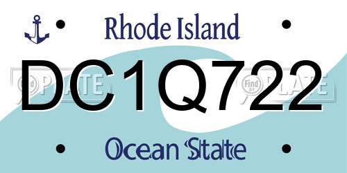 DC1Q722 Rhode Island License Plate