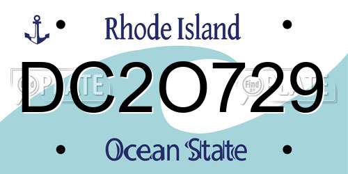 DC2O729 Rhode Island License Plate