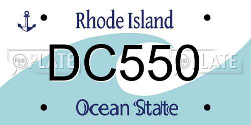 DC550 Rhode Island License Plate