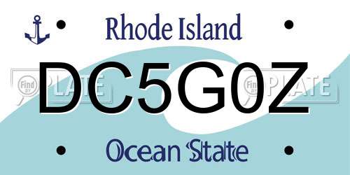 DC5G0Z Rhode Island License Plate