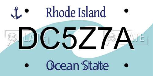 DC5Z7A Rhode Island License Plate