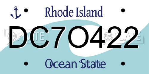 DC7O422 Rhode Island License Plate