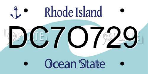DC7O729 Rhode Island License Plate