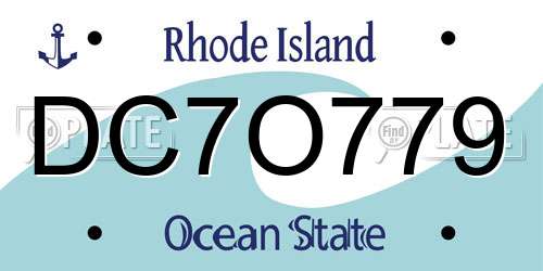 DC7O779 Rhode Island License Plate