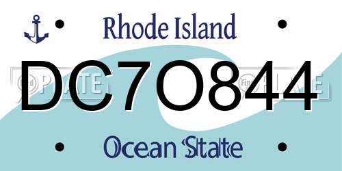 DC7O844 Rhode Island License Plate