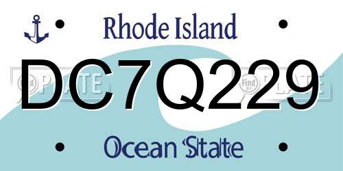 DC7Q229 Rhode Island License Plate