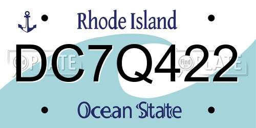 DC7Q422 Rhode Island License Plate