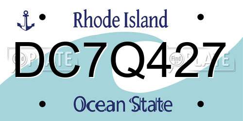 DC7Q427 Rhode Island License Plate
