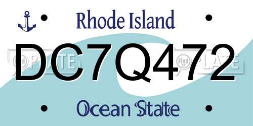 DC7Q472 Rhode Island License Plate