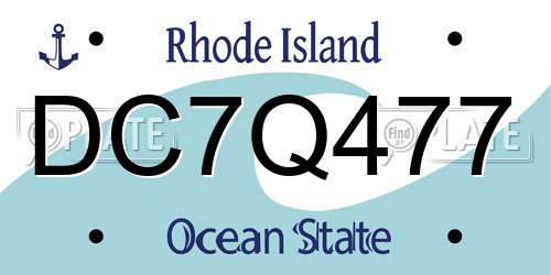 DC7Q477 Rhode Island License Plate