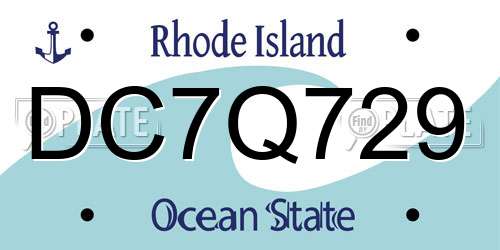 DC7Q729 Rhode Island License Plate
